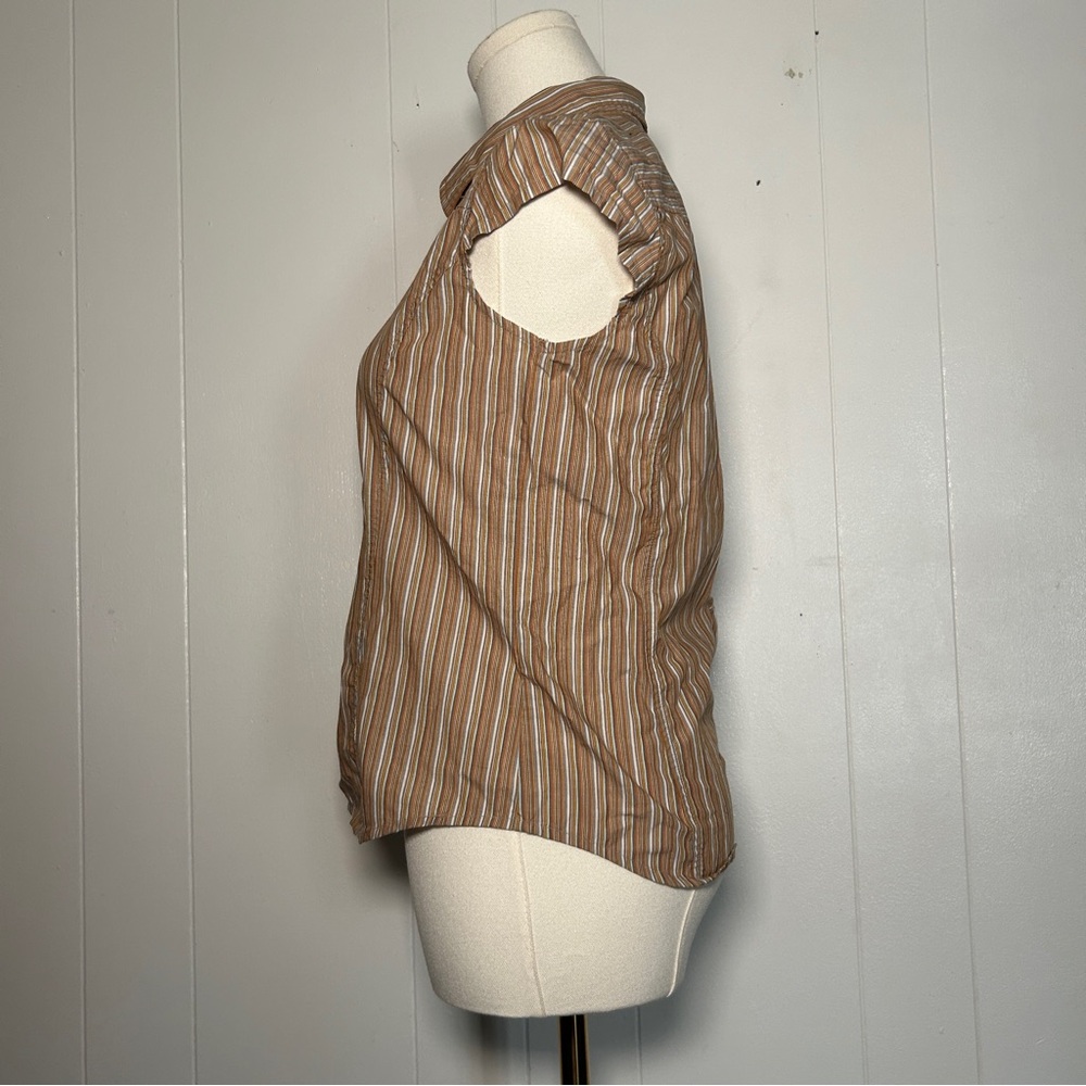 Multi Neutral Colored Stripped Collar Button Up S… - image 4